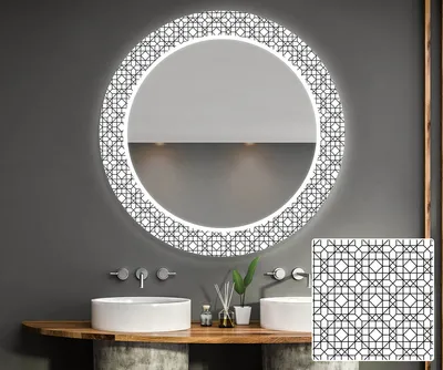 Produktbild von Artforma Runde Dekorativer Spiegel mit LED-Beleuchtung 100x100 cm - mit LED Beleuchtung - LED Farbe Kaltweiß 7000K - Individuell Nach Maß - Beleuchtet Wandspiegel Lichtspiegel Badezimmerspiegel |OUV001