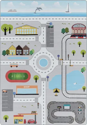 Produktbild von Kinderteppich Straßenteppich Grau 140 x 200 cm Rechteckig