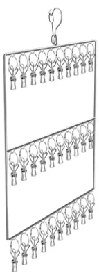 Produktbild von Edelstahl-Socken-Wäscheständer für Handtücher, Stoffwindeln, BHs, Babykleidung, Unterwäsche, Mützen, Handschuhe, 3 Schichten, 30 Clips