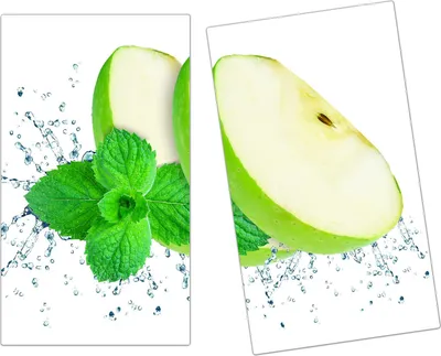Produktbild von Spritzschutz Herdabdeckplatte Schneidebrett aus Glas Apfelsplash 2-Teilig (60x52cm)