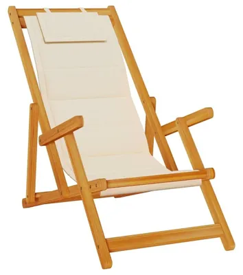 Immagine prodotto di Sedia da spiaggia pieghevole in legno di acacia massello con cuscino