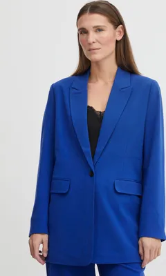 Produktbild von b.young BYDANTA Damen Blazer Longblazer Jacke mit Reverskragen und Knopf Regular Fit mit Stretch langer Schnitt
