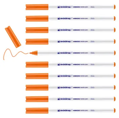 Produktbild von edding 4600 Textilstift - orange - 10 Stück - Rundspitze 1 mm - Textilstifte was