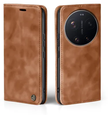 Produktbild von Handy Hülle für Xiaomi 17 Ultra Klapphülle Bookcase Flip Cover Handy Tasche Etui Farbe: Hellbraun