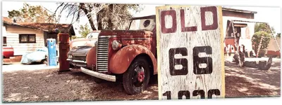 Produktbild von Bilder auf glas - Straße alt 66 USA - 160x50cm - Glasbilder - Wandbilder - Kunstdruck - zum Aufhängen bereit - Wanddekoration aus Glas - Glas Bilder - Wandbild auf Glas - Einteilig - GAB160x50-3562