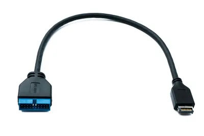 Produktbild von SYSTEM-S USB 3.1 Kabel 50 cm Typ E Stecker zu 19 Pin Stecker Motherboard in Schwarz