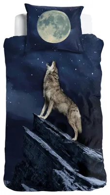 Immagine prodotto di Biancheria da letto con motivo "Lupo e luna piena" - Stampa digitale ESPiCO Sleep and Dream 135 cm x 200 cm