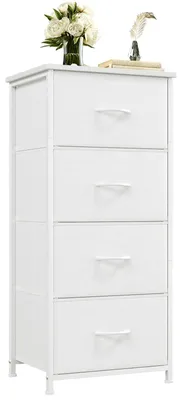 Produktbild von Kommode Sideboard Schubladenschrank - Mit Stoffschubladen - 4 Schubladen - Weiß - 30 x 42 x 93 cm