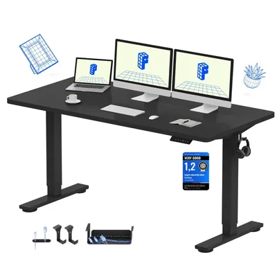 Obrázek produktu pro FLEXISPOT EN1 Výškově nastavitelný stůl 160 x 80 cm, nosnost 100 kg, s ochranou proti kolizím, jednodílná deska stolu, 4 paměťové funkce (černá)