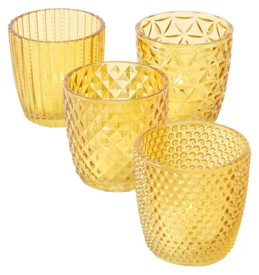 Produktbild von Teelichthalter Marilu Glas lackiert gelb H.7,5 cm Ø.7,5 cm 4-teilig