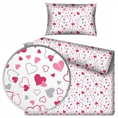Image de Designpremium Parure de lit Coton Cœur 90x120 cm Rose