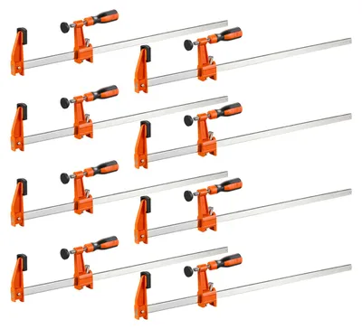 Image de VEVOR, lot de 8 pinces à vis, ouverture de 60,96 cm, pinces de serrage en forme de "F", capacité de serrage de 272 kg, avec patin en plastique et système de verrouillage automatique, en fonte et acier au carbone, pour le travail du bois et des métaux