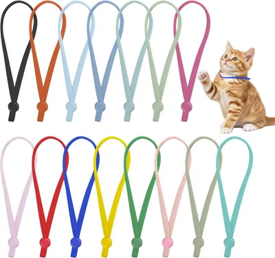 Imagen del producto de Collares ajustables para gatos, paquete de 60 unidades, en 15 colores, para mascotas pequeñas