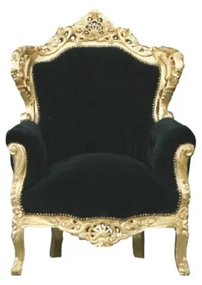 Produktbild von Casa Padrino Barock Sessel King im Antik Stil Schwarz und Gold 85 x 85 x 120 cm