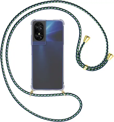 Produktbild von Handykette Backcover-Schutzhülle mit Band (Metall goldfarben) für TCL 50 SE 4G - grün/blau/weiß