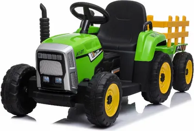 Produktbild von Kinderfahrzeug - Elektro Auto Traktor mit Anhänger - 12V Akku,2 Motoren