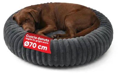 Obrázok produktu pre Avilia – Posteľ pre psa v tvare donutu, antistresová, mäkká a umývateľná, s protišmykovou podložkou