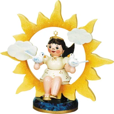 Produktbild von Engel-Sonne mit Tauben (6,5cm) von Hubrig Volkskunst