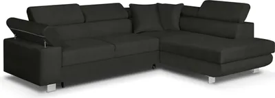 Produktbild von Ecksofa mit Schlaffunktion, CREDO Wellenfedern, rechts - Dunkelgrau