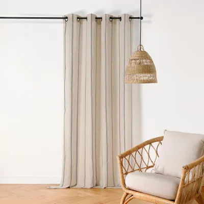 Produktbild von Landhaus-Chic Gardine naturweiß, Leinen-Mix, 145x275 cm, mit anthrazitfarbenen Ösen, lichtdurchlässig
