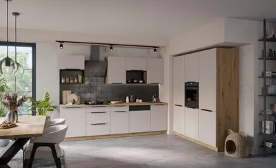 Produktbild von Küche SOLANO LOFT 280 + 180 cm Küchenzeile Küchenblock Einbauküche Kaschmir beige matt + Eiche Artisan matt