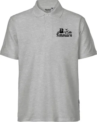 Produktbild von Huuraa Herren Polo Shirt Fehmarn Strandmotiv L Sport Grey Bio Baumwolle Fairtrade Poloshirt Geschenkidee