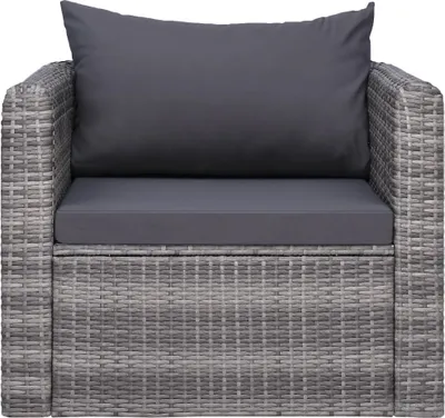 Image de vidaXL Chaise de jardin avec coussins Poly Rattan Gris