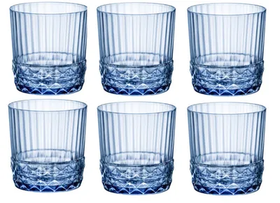 Produktbild von Bormioli Rocco Cocktailgläser / Whiskeygläser / Wassergläser America 20's Sapphire Blue 370 ml - 6 Stück
