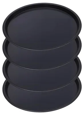 Image de Plaque à pizza 30,5 cm - Set de 4 - Revêtement antiadhésif - Acier au carbone - Moule à pâtisserie rond - Fond croustillant