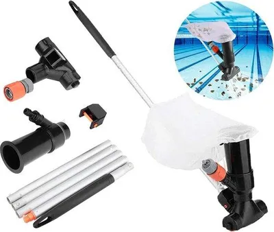 Produktbild von Famanu Poolstaubsauger Reinigungsset - 15 m Teleskopstange - Schwarz