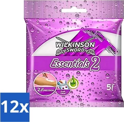 Obrázek produktu pro Wilkinson - Jednorázový holicí strojek Essentials 2 - Pro ženy - Neklouzavá rukojeť - 5 břitů - výhodné balení - 12 kusů