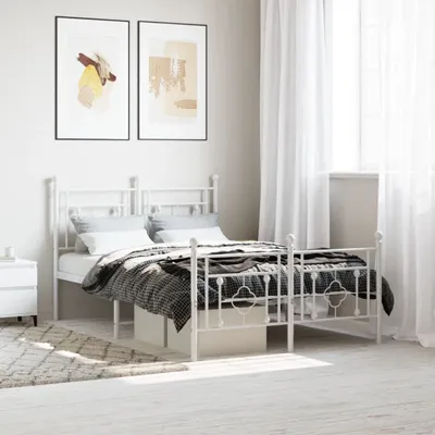 Image de Maison Exclusive - Cadre de lit avec tête et pied de lit en métal blanc 120x200 cm