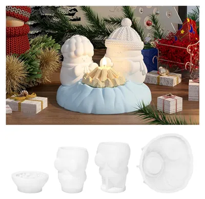 Produktbild von Silikonformen Set Weihnachten, 3D Schneemann Silikonform, Gießformen für Weihnachtsdekoration, Schneemann Silikonform für Teelichter