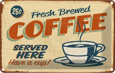 Produktbild von vianmo Blechschild 20x30 cm Kaffee fresh brewed Coffee Essen Trinken