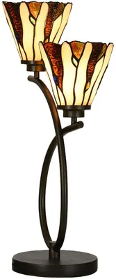 Obrázok produktu pre LumiLamp 5LL-6315 Tiffany stolová lampa béžová 46x28x63 cm E14-max 2x40W