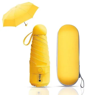 Imagen del producto de Paraguas compacto Unyqoos®: plegado a 18 cm, con 6 refuerzos de fibra de vidrio, aleación de aluminio y fibra de carbono, color , resistente al viento y con funda protectora