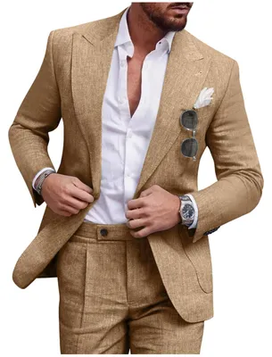 Produktbild von Diaryan Leinenanzug-Set für Herren, lässiger Smoking, 2-teilig, Normale Passform