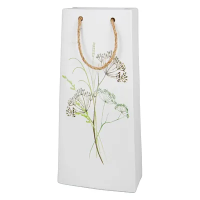 Zdjęcie produktu dla GILDE Vase, rechteckig, "Gräserstrauß", Gräsermotiv, Keramik, weiß, , L. 7 cm, B. 14,5 cm, H. 32 cm 32059