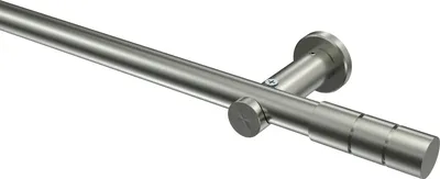 Produktbild von Interdeco Gardinenstange / Vorhangstange Edelstahl-Optik, Typ Platon Elanto (Rillenzylinder) ohne Ringe, 20 mm Ø 1-läufig, 160 cm