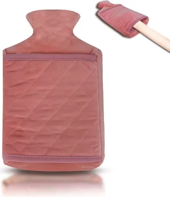 Produktbild von Wärmflasche 2.0L mit Deckel und Kuschelweichem Fellbezug, Kängurutasche - Auslaufsicher, Bettflasche mit weichem Abnehmbarem Bezug, ideal zur Schmerzlinderung(Salwa hell pink)
