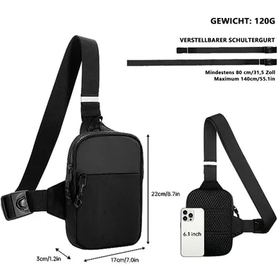 Produktbild von MODFU Brusttasche Wander Nylon 22x17x3 cm wasserfest reißfest 2 Fächer