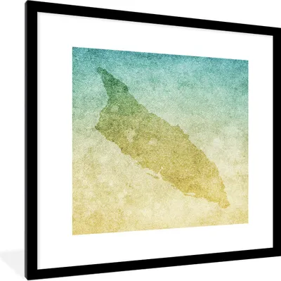 Produktbild von MuchoWow® Gerahmtes Poster Eine Illustration von Aruba auf einem farbigen Hintergrund 40x40 cm - Poster mit Schwarzem Bilderrahmen Wandposter Rahmen Foto Bilder - Poster - Plakat im Rahmen