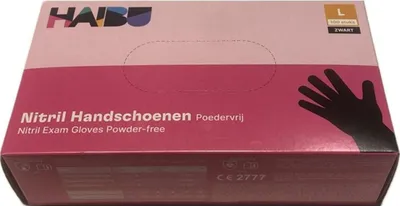 Produktbild von Haibu Nitril Handschuhe Puderfrei Schwarz Größe L - 100 Stk