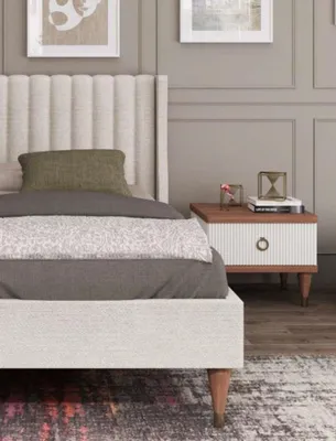 Obrázek produktu pro Bílý noční stolek se zásuvkami Dřevěný nábytek Moderní nábytek do ložnice