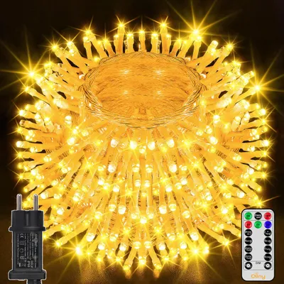 LED-Lichtschnur 40m, 400 warmweiße LEDs, IP44, Timer, 8 Modi, Fernbedienung