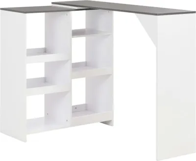 Obrázok produktu pre Barový stôl s pohyblivou poličkou, biely 138x39x110 cm