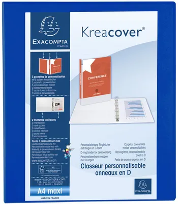 Immagine prodotto di Raccoglitore ad anelli di presentazione EXACOMPTA, A4 Maxi, blu, anello 4D