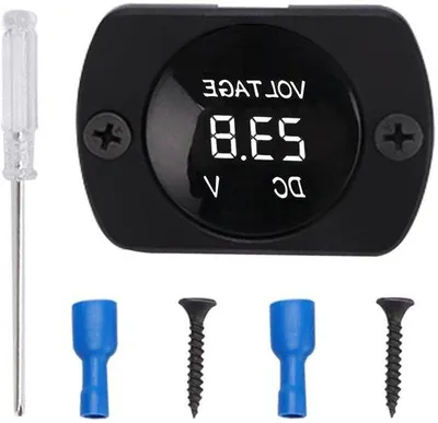 Image de Voltmètre numérique LED étanche 12 V / 24 V, blanc, pour bateau et voiture