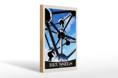 Produktbild von Holzschild Reise 20x30cm Brüssel Belgien Atomium Chemie