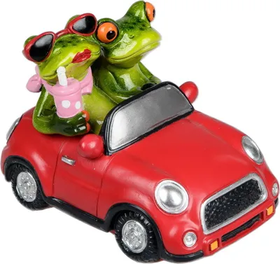 Produktbild von Frosch Paar im Auto Frau Mann Lurch Gecko Echse Deko Tier Figur Skulptur König